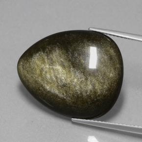 15.72カラットの天然ブラックゴールドシーンオブシディアン（24×19.3 mm・洋梨の形）