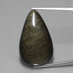 19.36カラットの天然ブラックゴールドシーンオブシディアン（26.8×16.3 mm・洋梨の形）
