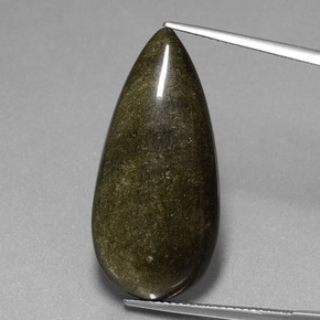 17.37カラットの天然ゴールドの輝き黒曜石、洋梨の形、オペーク