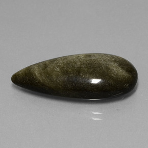 17.37カラットの天然ゴールドの輝き黒曜石、洋梨の形、オペーク