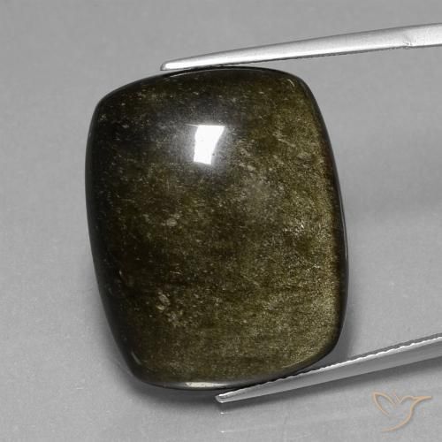30.38ct 天然 ブロンズ付き黒 黒曜石, クッション, オペーク
