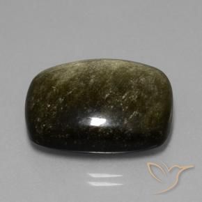 30.38カラットの天然ブロンズ付き黒黒曜石、クッション、オペーク