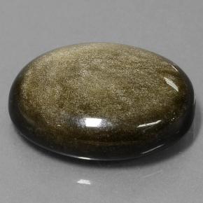 28.57カラットの天然ゴールドシーンのあるブラックオブシディアン（25.6×20.4 mm・オーバルカット）