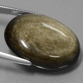 28.57カラットの天然ゴールドシーンのあるブラックオブシディアン（25.6×20.4 mm・オーバルカット）