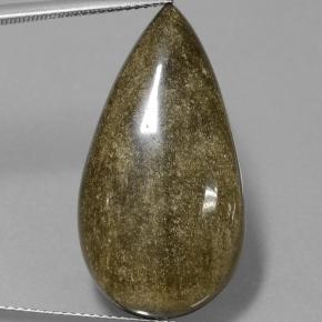 20.88カラットの天然ブラックゴールドシーンオブシディアン（30.6×16.3 mm・洋梨の形）
