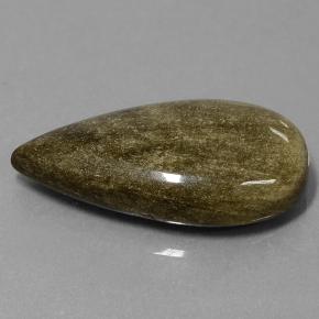 20.88カラットの天然ブラックゴールドシーンオブシディアン（30.6×16.3 mm・洋梨の形）