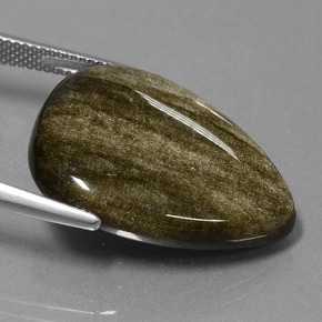 19.38カラットの天然ゴールドの輝き黒曜石、洋梨の形、オペーク