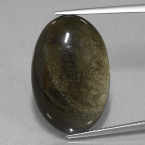 15.30カラットの天然ゴールドシーンオブシディアン（23.5×15.6 mm・オーバルカット）