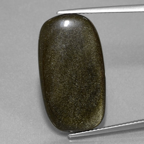 12.89カラットの天然ゴールドシーンオブシディアン（25.7×14.2 mm・クッションカット）