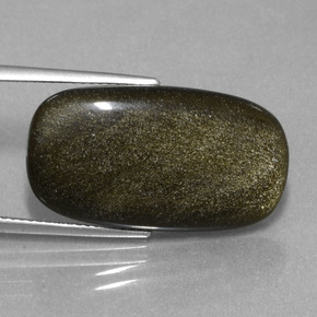 12.89カラットの天然ゴールドシーンオブシディアン（25.7×14.2 mm・クッションカット）
