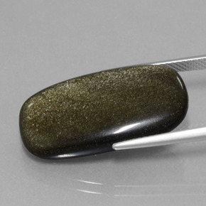 12.89カラットの天然ゴールドシーンオブシディアン（25.7×14.2 mm・クッションカット）