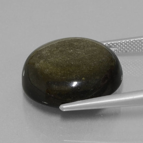 19.72カラットの天然ブラックゴールドシーン黒曜石、ラウンドカット、オペーク