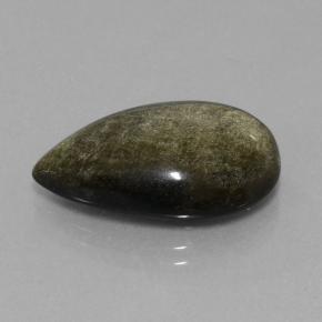 14.16カラットの天然黒がかったブロンズオブシディアン（23.3x14.7 mm・洋梨の形）
