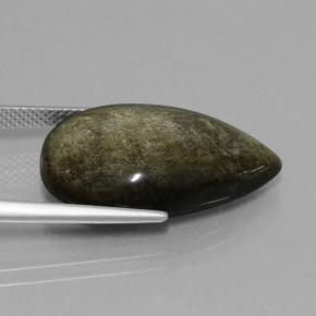 14.16カラットの天然黒がかったブロンズオブシディアン（23.3x14.7 mm・洋梨の形）