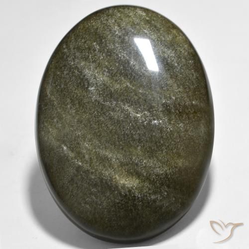 42.63ct 天然 ゴールドシーンのあるブラック 黒曜石, 楕円形, オペーク