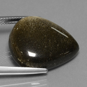 17.78カラットの天然黒がかったブロンズ黒曜石、洋梨の形、オペーク