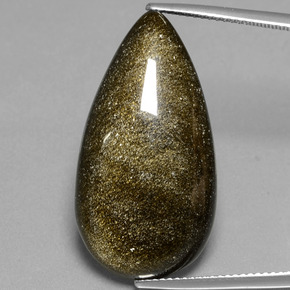 20.94カラットの天然ゴールドシーンオブシディアン（30.3×16.1 mm・洋梨の形）