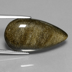 20.94カラットの天然ゴールドシーンオブシディアン（30.3×16.1 mm・洋梨の形）