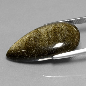 20.94カラットの天然ゴールドシーンオブシディアン（30.3×16.1 mm・洋梨の形）