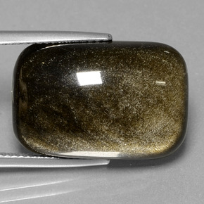 17.14カラットの天然ブラックゴールドシーン黒曜石、クッションカット、オペーク