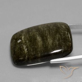 47.70カラットの天然黒がかった茶色黒曜石、クッション、オペーク