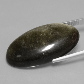 41.23カラットの天然ゴールドの輝き黒曜石、オーバルカット、オペーク