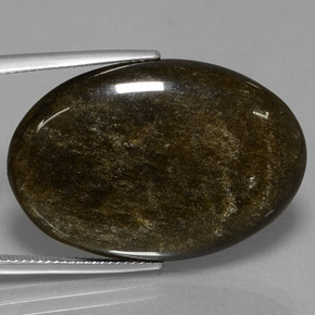 26.69カラットの天然ゴールドシーンオブシディアン（31.4×21.3 mm・オーバルカット）