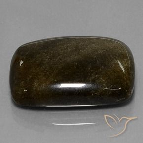34.12カラットの天然ブロンズ付き黒黒曜石、クッション、オペーク