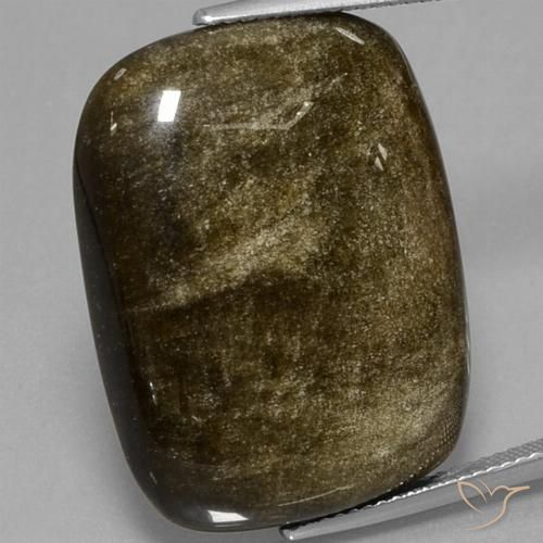 31.71カラットの天然ブラウン＆ブラックオブシディアン（27.4×21.1 mm・クッションカット）