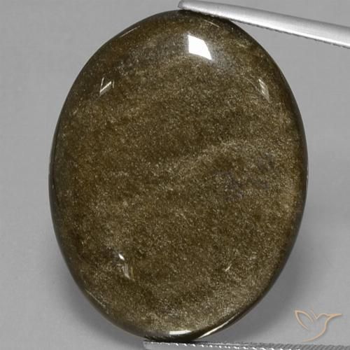 30.70ct 天然 ゴールドシーンのあるブラック 黒曜石, 楕円形, オペーク