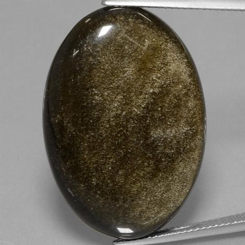 37.84カラットの天然ブラウン＆ブラックオブシディアン（31.4×21.7 mm・オーバルカット）