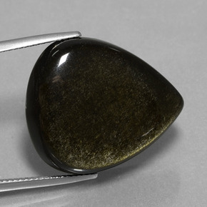26.56カラットの天然ブラックゴールドシーンオブシディアン（25.3×21 mm・洋梨の形）