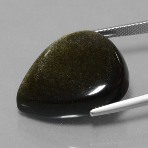 26.56カラットの天然ブラックゴールドシーンオブシディアン（25.3×21 mm・洋梨の形）
