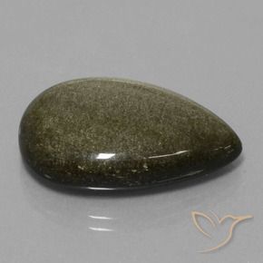 24.86カラットの天然薄い黒がかった茶色黒曜石、洋梨の形、オペーク
