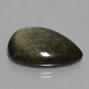 28.31カラットの天然黒がかったブロンズオブシディアン（29.6×20.6 mm・洋梨の形）