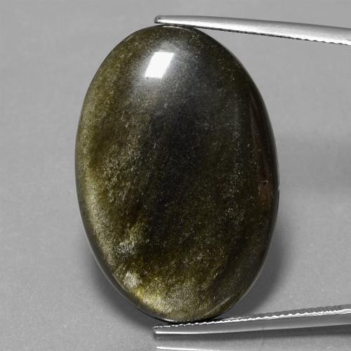 28.44カラットの天然黒がかったブロンズオブシディアン（31.7×21.4 mm・オーバルカット）