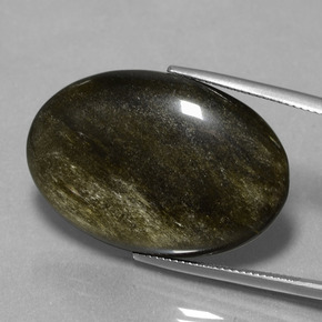 28.44カラットの天然黒がかったブロンズオブシディアン（31.7×21.4 mm・オーバルカット）