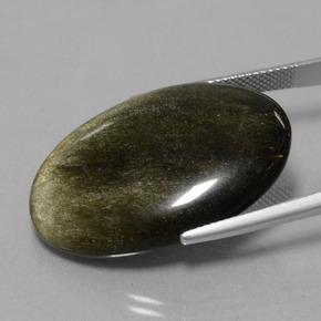28.44カラットの天然黒がかったブロンズオブシディアン（31.7×21.4 mm・オーバルカット）