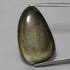 26.38カラットの天然薄い黒がかった茶色オブシディアン（29.5×18.6 mm・ファンシーシェイプ）