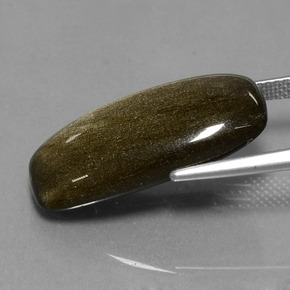 11.95カラットの天然ゴールドシーンオブシディアン（23.8×11.8 mm・クッションカット）