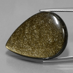 27.82カラットの天然ゴールドシーンのあるブラック黒曜石、洋梨の形、オペーク