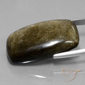 26.87カラットの天然ブラウンブラック黒曜石、クッション、オペーク
