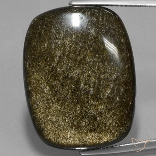 30.10ct 天然 ゴールドシーンのあるブラック 黒曜石, クッション, オペーク