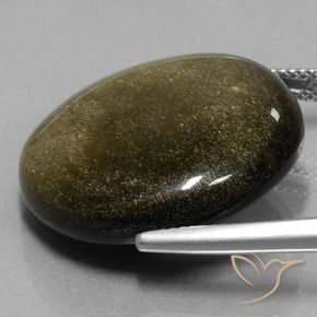 26.81カラットの天然ブラウン＆ブラックオブシディアン（23.86 mm・ラウンドカット）