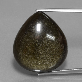 14.33カラットの天然ブラックゴールドシーンオブシディアン（19.6×17.9 mm・洋梨の形）