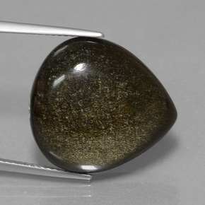 14.33カラットの天然ブラックゴールドシーンオブシディアン（19.6×17.9 mm・洋梨の形）