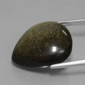14.33カラットの天然ブラックゴールドシーンオブシディアン（19.6×17.9 mm・洋梨の形）