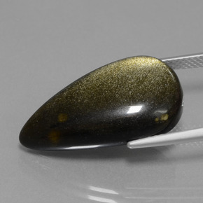 13.80カラットの天然ブラックゴールドシーン黒曜石、洋梨の形、オペーク