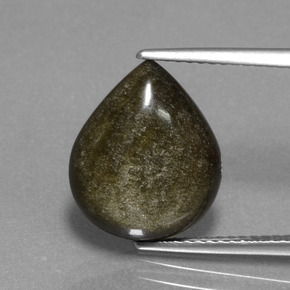4.64カラットの天然ゴールドシーンオブシディアン（14×11.7 mm・洋梨の形）