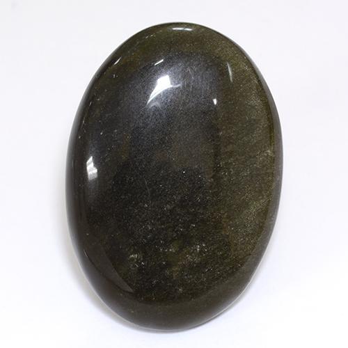 26.80カラットの天然ゴールドシーンのあるブラックオブシディアン（28.7×20.2 mm・オーバルカット）